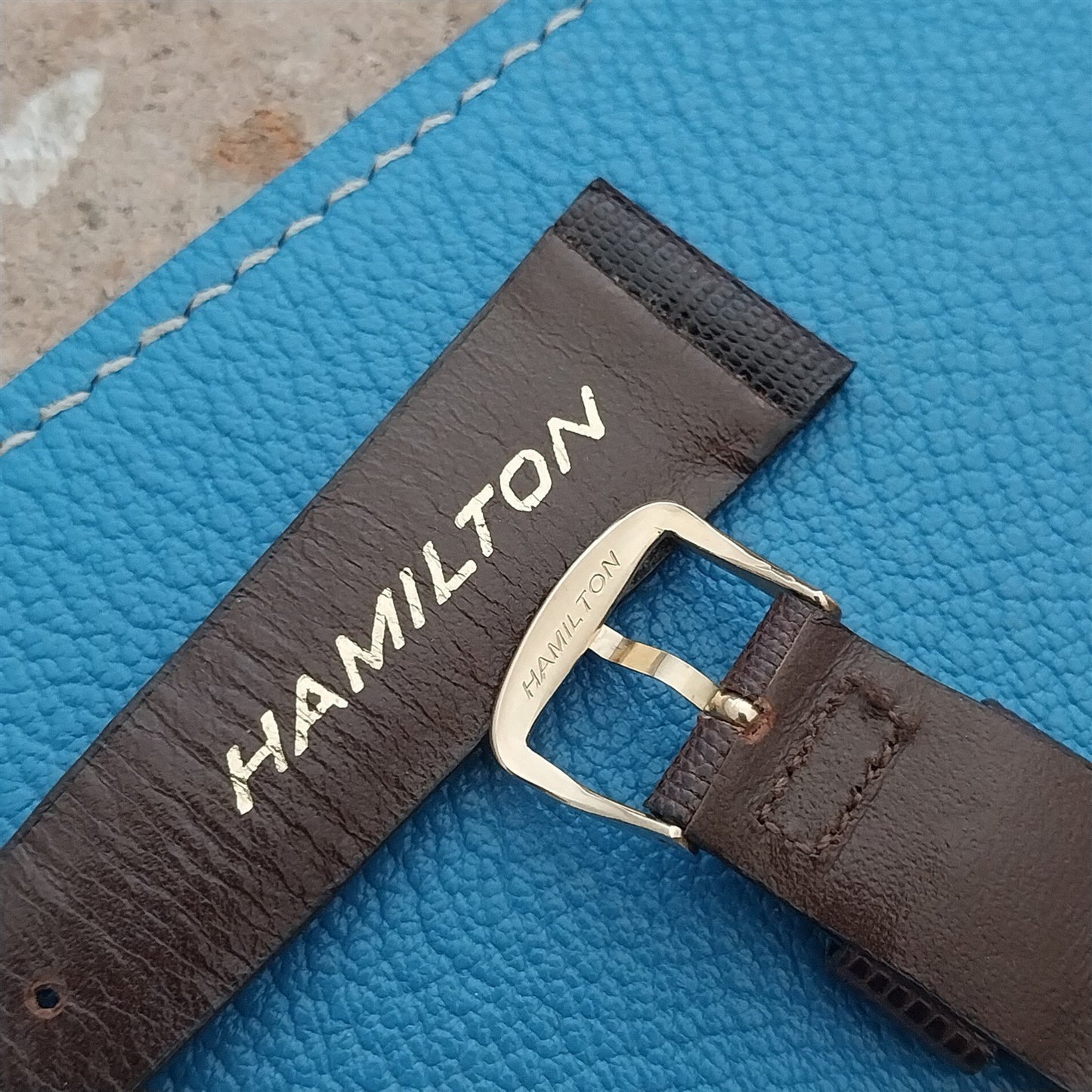 20mm Hamilton Lizard NOS Vintage Watch Strap & Gold Logo Buckle