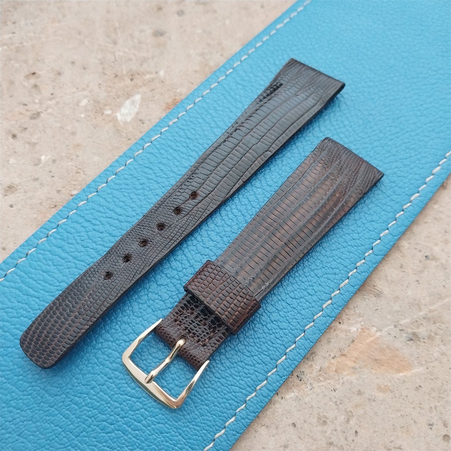 20mm Hamilton Lizard NOS Vintage Watch Strap & Gold Logo Buckle