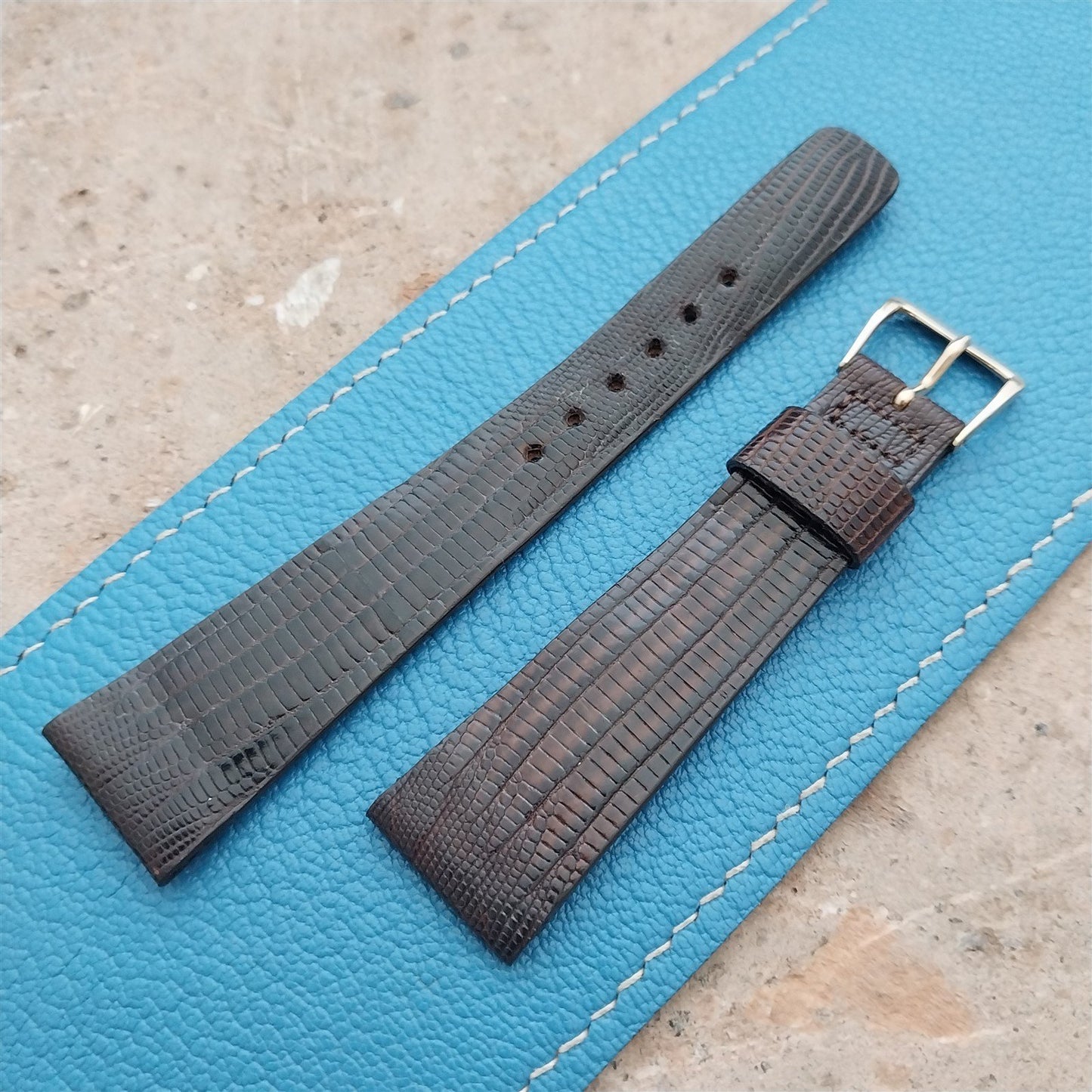 20mm Hamilton Lizard NOS Vintage Watch Strap & Gold Logo Buckle