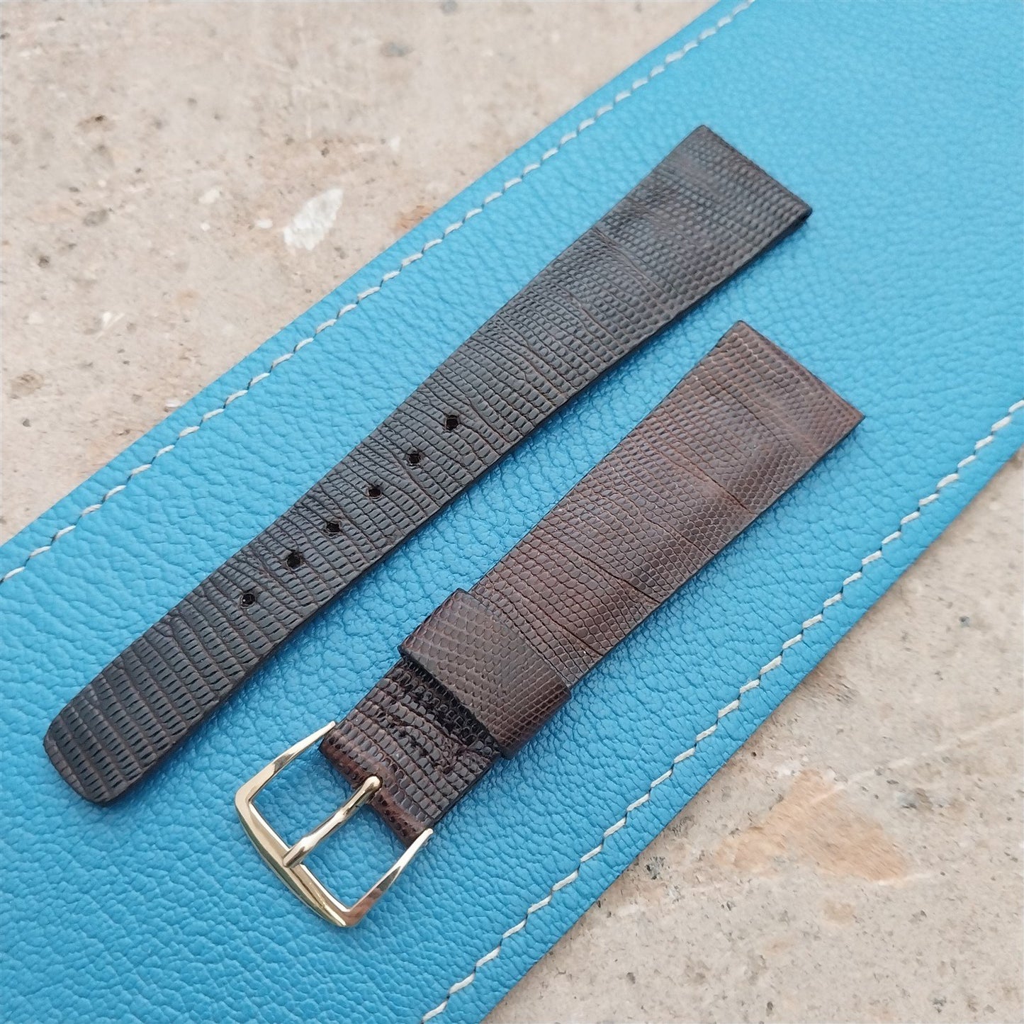 20mm Hamilton Lizard NOS Vintage Watch Strap & Gold Logo Buckle