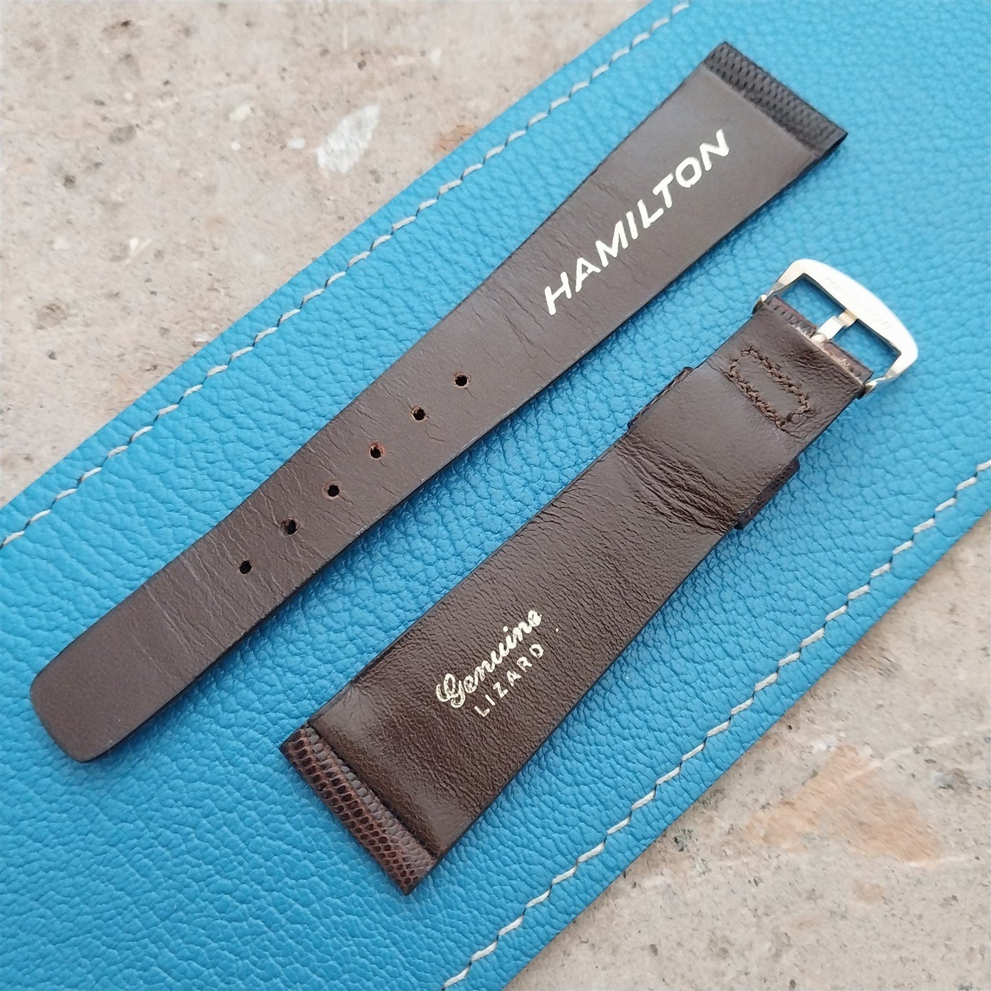 20mm Hamilton Lizard NOS Vintage Watch Strap & Gold Logo Buckle