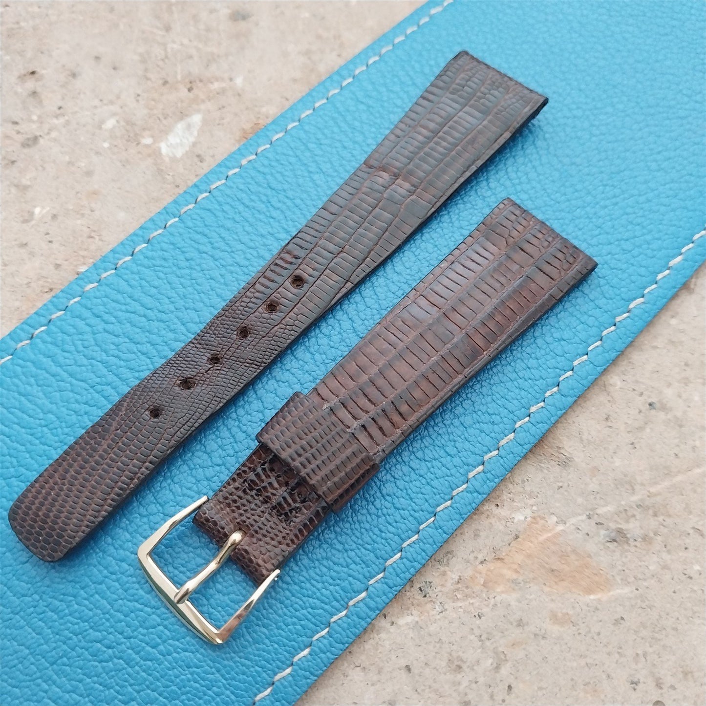 Hamilton 20mm Lizard NOS Vintage Watch Strap & Gold Logo Buckle