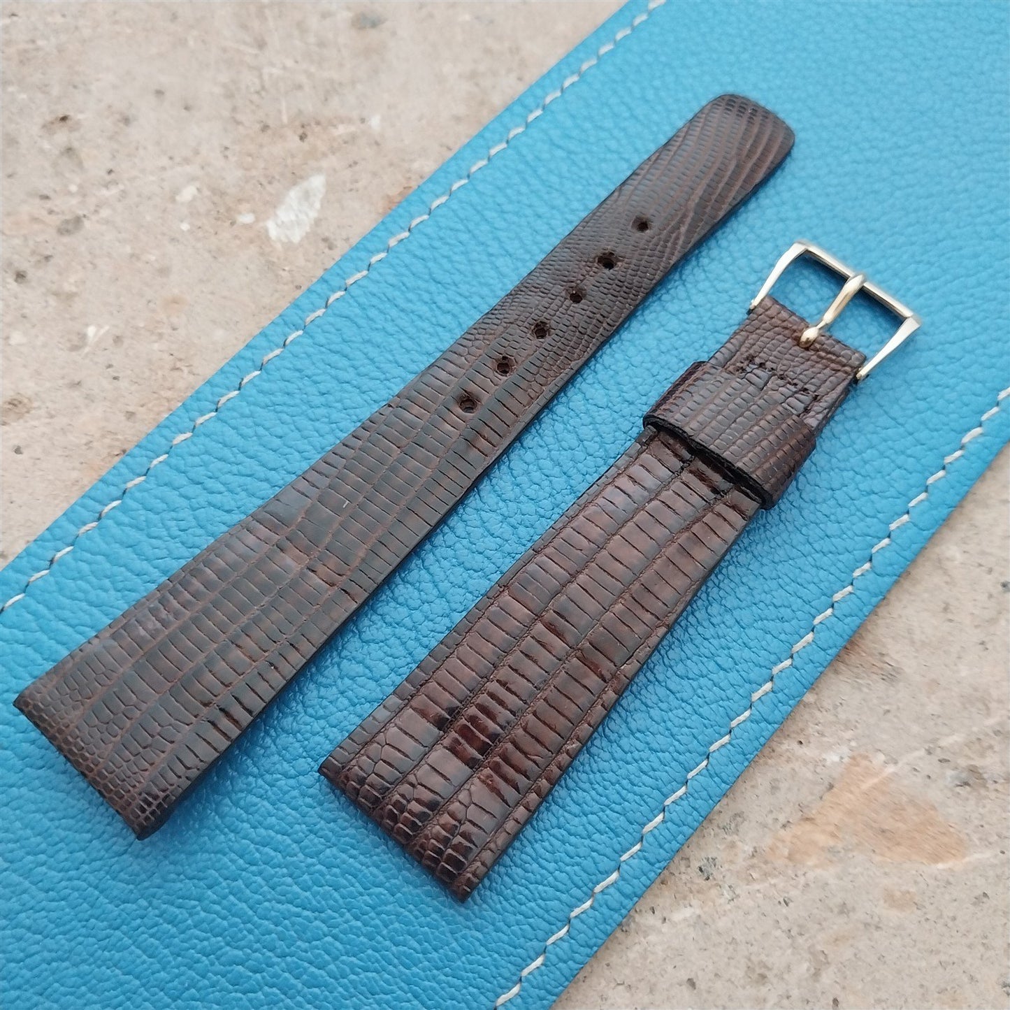 Hamilton 20mm Lizard NOS Vintage Watch Strap & Gold Logo Buckle