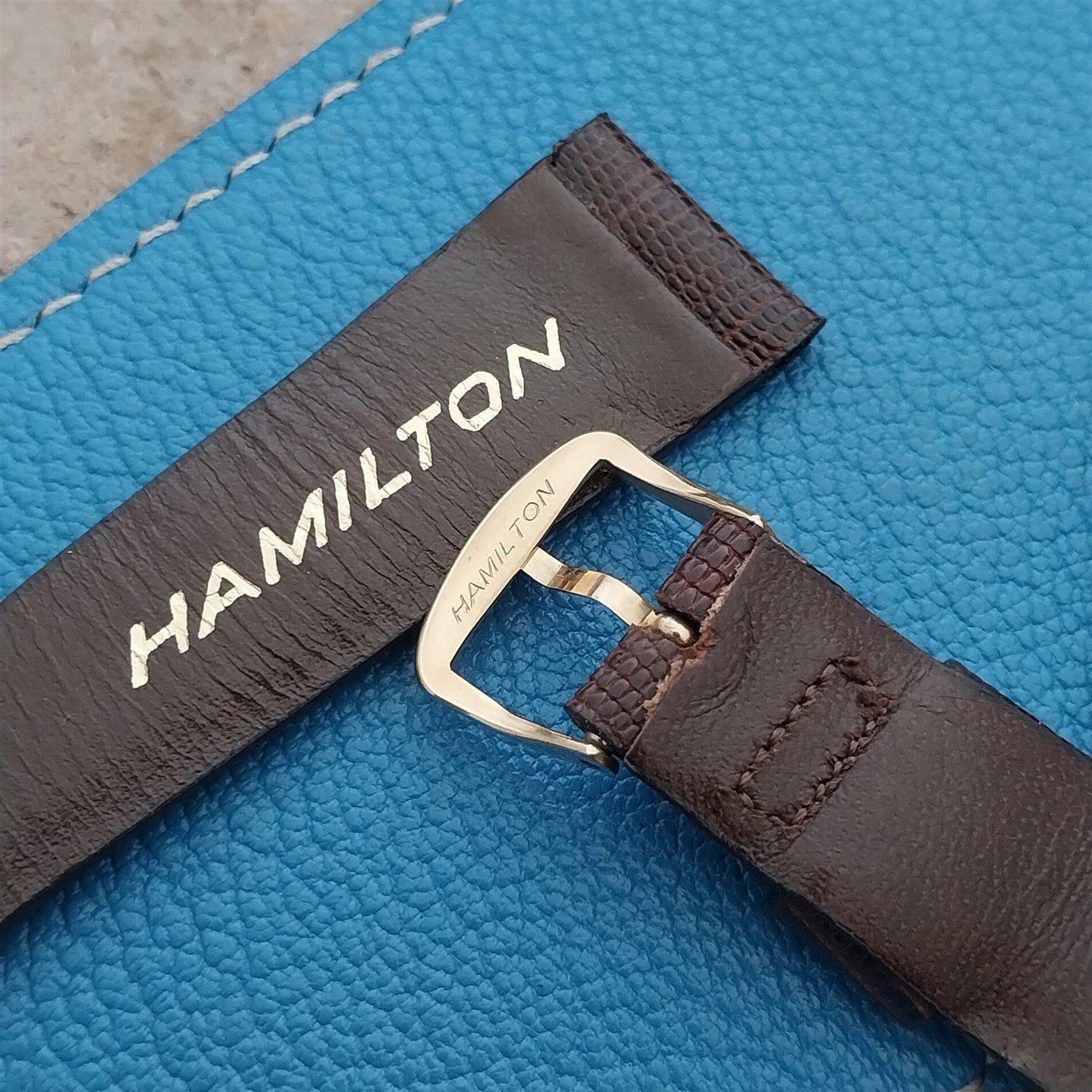 Hamilton 20mm Lizard NOS Vintage Watch Strap & Gold Logo Buckle