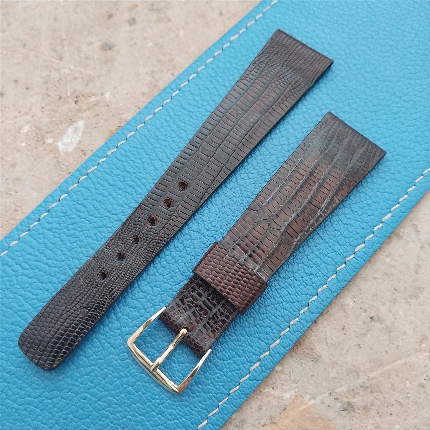 Hamilton 20mm Lizard NOS Vintage Watch Strap & Gold Logo Buckle