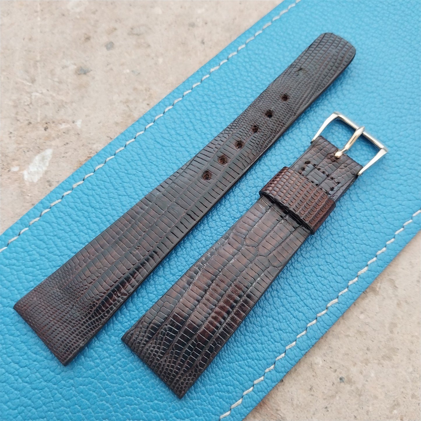 Hamilton 20mm Lizard NOS Vintage Watch Strap & Gold Logo Buckle