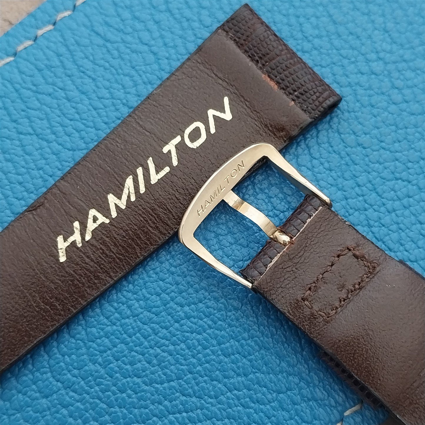 Hamilton 20mm Lizard NOS Vintage Watch Strap & Gold Logo Buckle