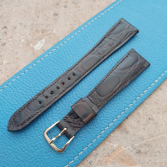 Hamilton 17.5mm Croc Grain Leather Vintage Watch Strap & Gold Logo Buckle