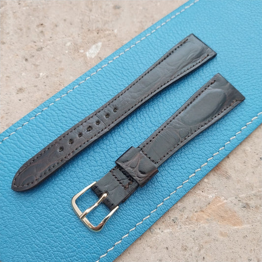 Hamilton 17.4mm Croc Grain Leather Vintage Watch Strap & Gold Logo Buckle