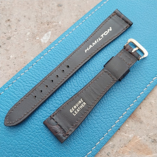 Hamilton 17.2mm Croc Grain Leather Vintage Watch Strap & Gold Logo Buckle
