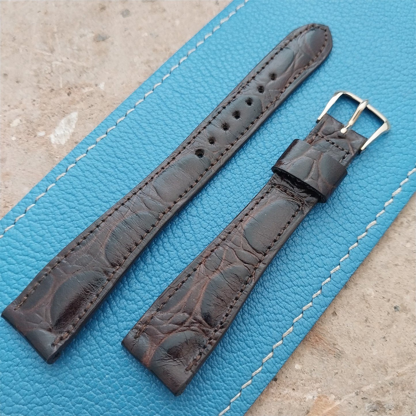 Hamilton 17.2mm Croc Grain Leather Vintage Watch Strap & Gold Logo Buckle