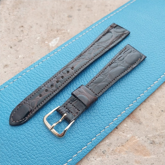 Hamilton 17.5mm Croc Grain Leather Vintage Watch Strap & Gold Logo Buckle