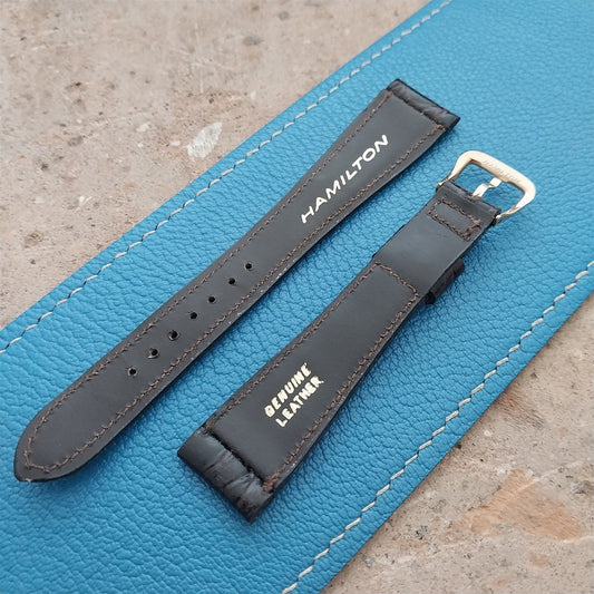 Hamilton 17.5mm Croc Grain Leather Vintage Watch Strap & Gold Logo Buckle