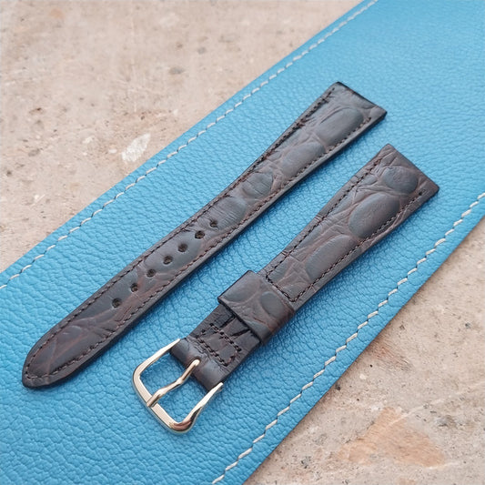 Hamilton 17.4mm Croc Grain Leather Vintage Watch Strap & Gold Logo Buckle