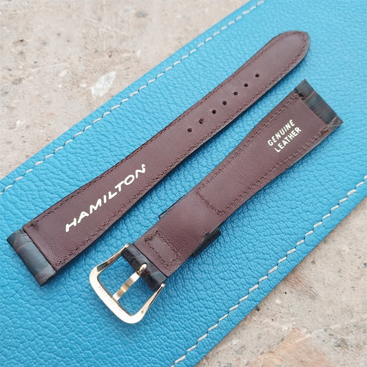 Hamilton 17.4mm Croc Grain Leather Vintage Watch Strap & Gold Logo Buckle