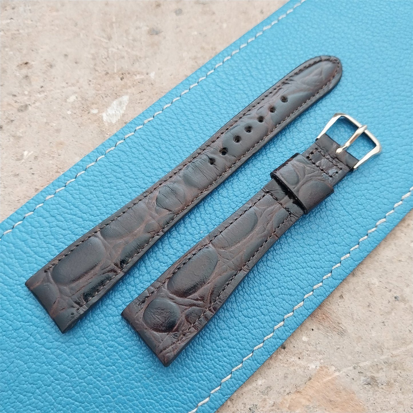 Hamilton 17.4mm Croc Grain Leather Vintage Watch Strap & Gold Logo Buckle