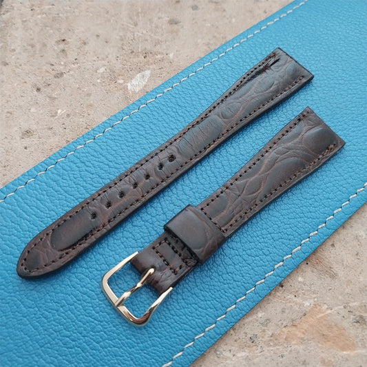 Hamilton 17.4mm Croc Grain Leather Vintage Watch Strap & Gold Logo Buckle
