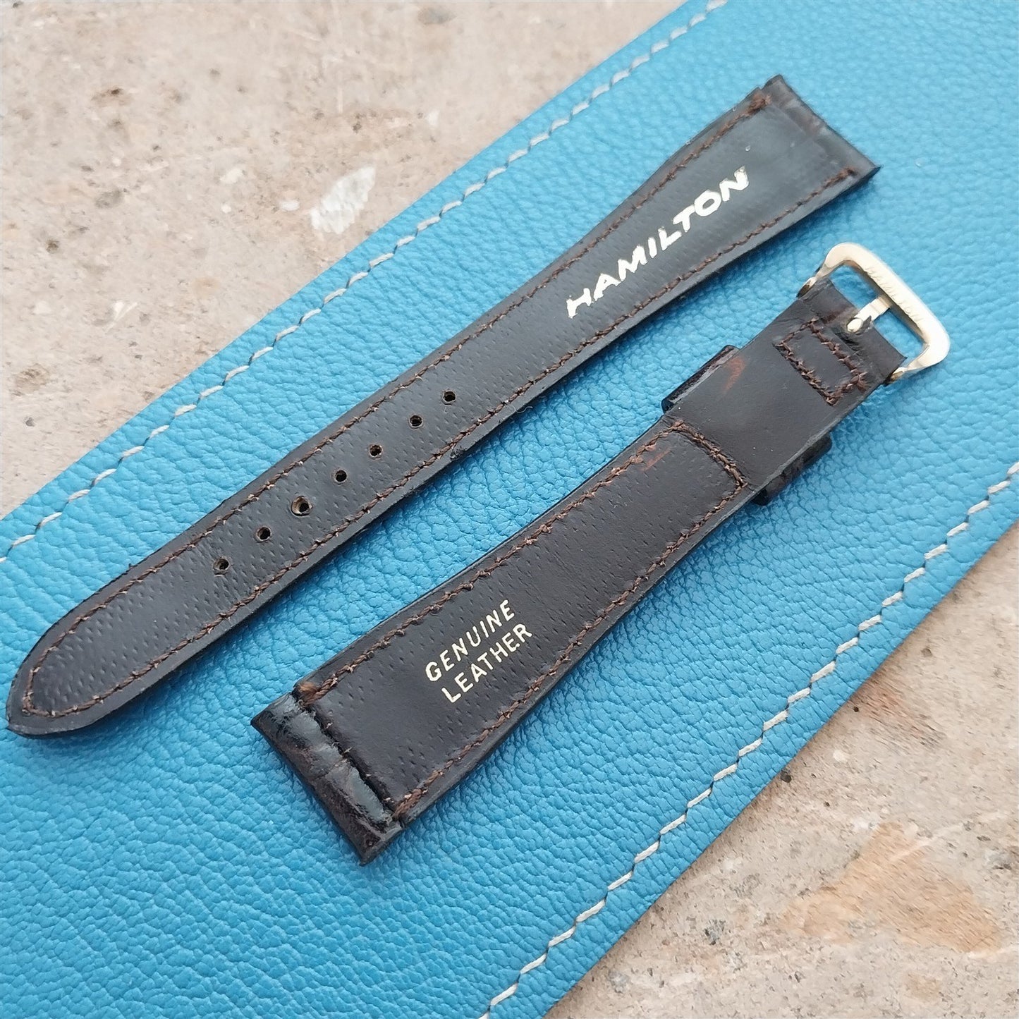 Hamilton 17.4mm Croc Grain Leather Vintage Watch Strap & Gold Logo Buckle