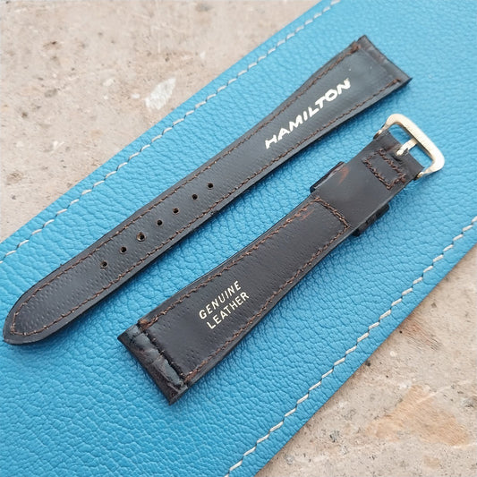 Hamilton 17.4mm Croc Grain Leather Vintage Watch Strap & Gold Logo Buckle