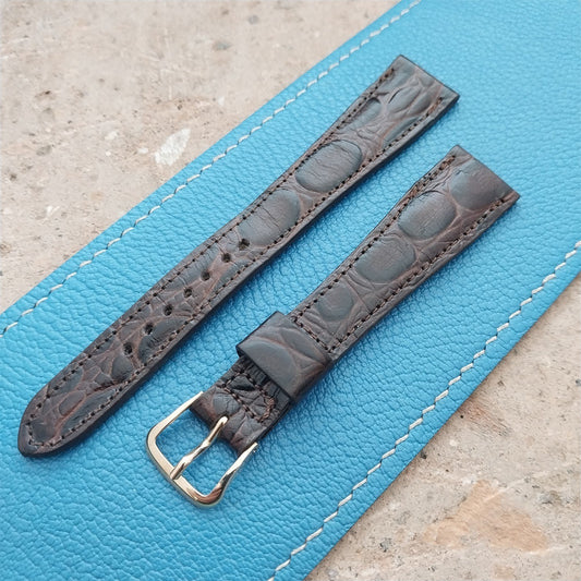 Hamilton 17.3mm Croc Grain Leather Vintage Watch Strap & Gold Logo Buckle