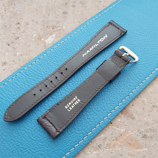 Hamilton 17.3mm Croc Grain Leather Vintage Watch Strap & Gold Logo Buckle