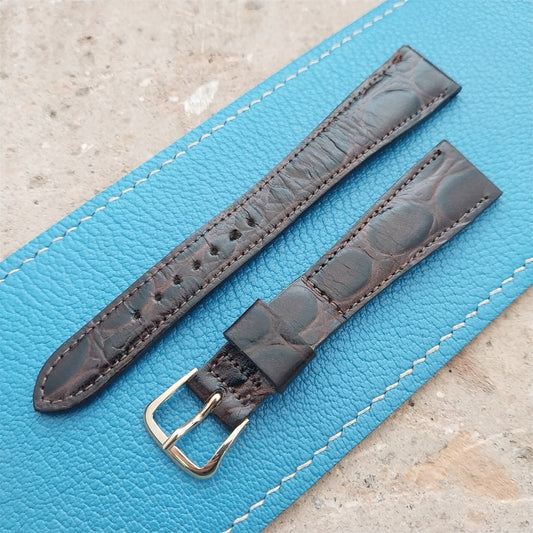 Hamilton 17.3mm Croc Grain Leather Vintage Watch Strap & Gold Logo Buckle