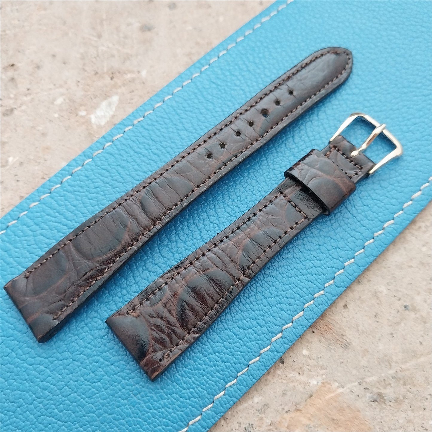 Hamilton 17.5mm Croc Grain Leather Vintage Watch Strap & Gold Logo Buckle