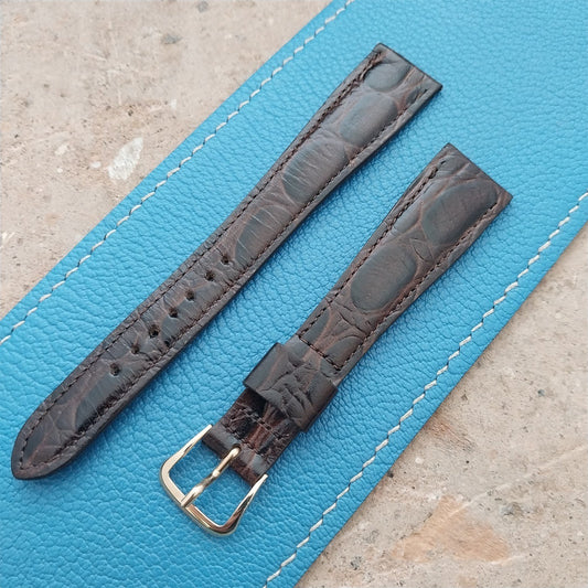 Hamilton 17.4mm Croc Grain Leather Vintage Watch Strap & Gold Logo Buckle