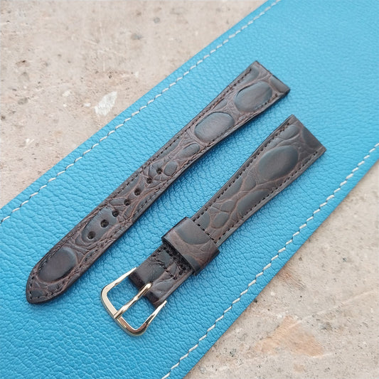 Hamilton 17.4mm Croc Grain Leather Vintage Watch Strap & Gold Logo Buckle