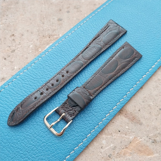Hamilton 17mm Croc Grain Leather Vintage Watch Strap & Gold Logo Buckle
