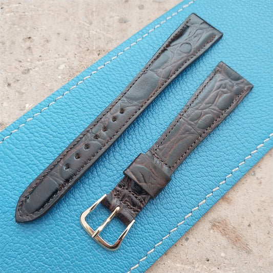 Hamilton 17.5mm Croc Grain Leather Vintage Watch Strap & Gold Logo Buckle