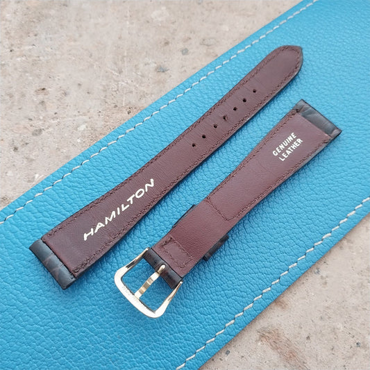 Hamilton 17.5mm Croc Grain Leather Vintage Watch Strap & Gold Logo Buckle