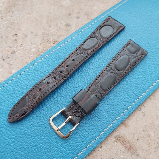 Hamilton 17mm Croc Grain Leather Vintage Watch Strap & Gold Logo Buckle