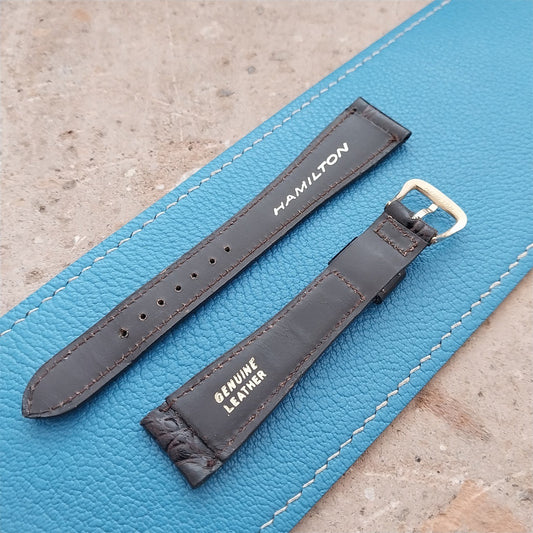Hamilton 17.3mm Croc Grain Leather Vintage Watch Strap & Gold Logo Buckle