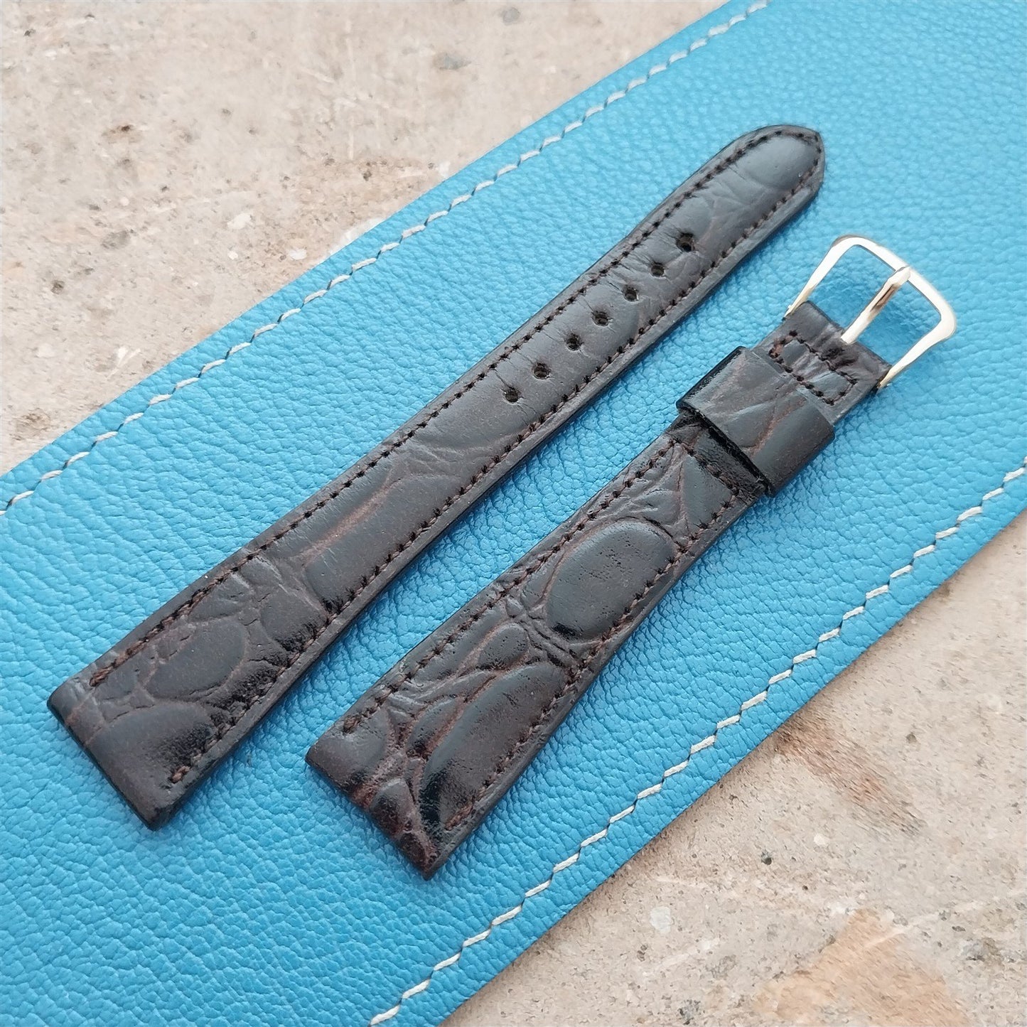 Hamilton 17.3mm Croc Grain Leather Vintage Watch Strap & Gold Logo Buckle