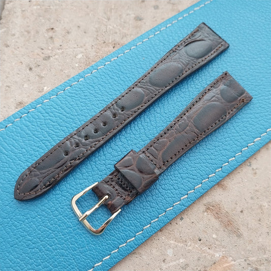 Hamilton 17.3mm Croc Grain Leather Vintage Watch Strap & Gold Logo Buckle