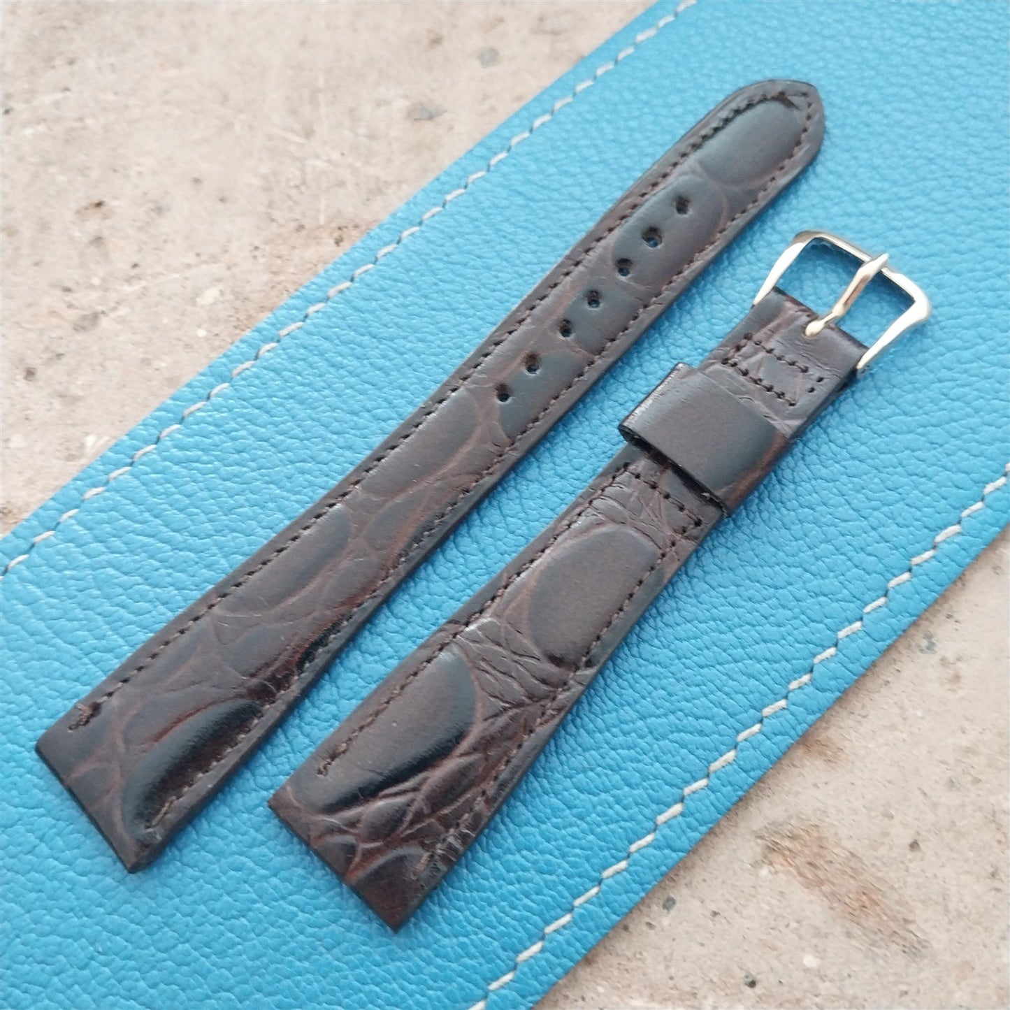 Hamilton 17.2mm Croc Grain Leather Vintage Watch Strap & Gold Logo Buckle