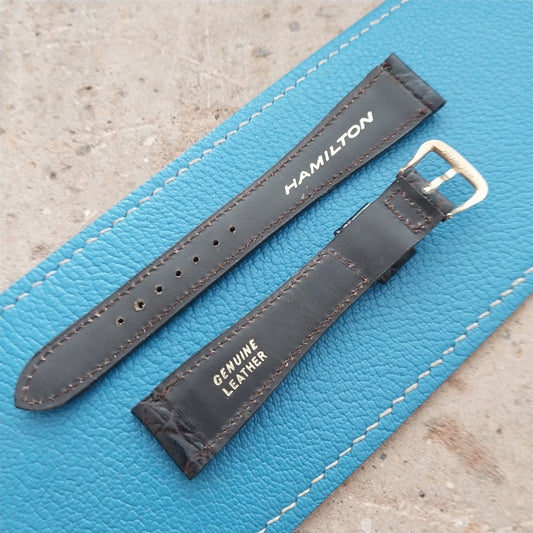 Hamilton 17.6mm Croc Grain Leather Vintage Watch Strap & Gold Logo Buckle