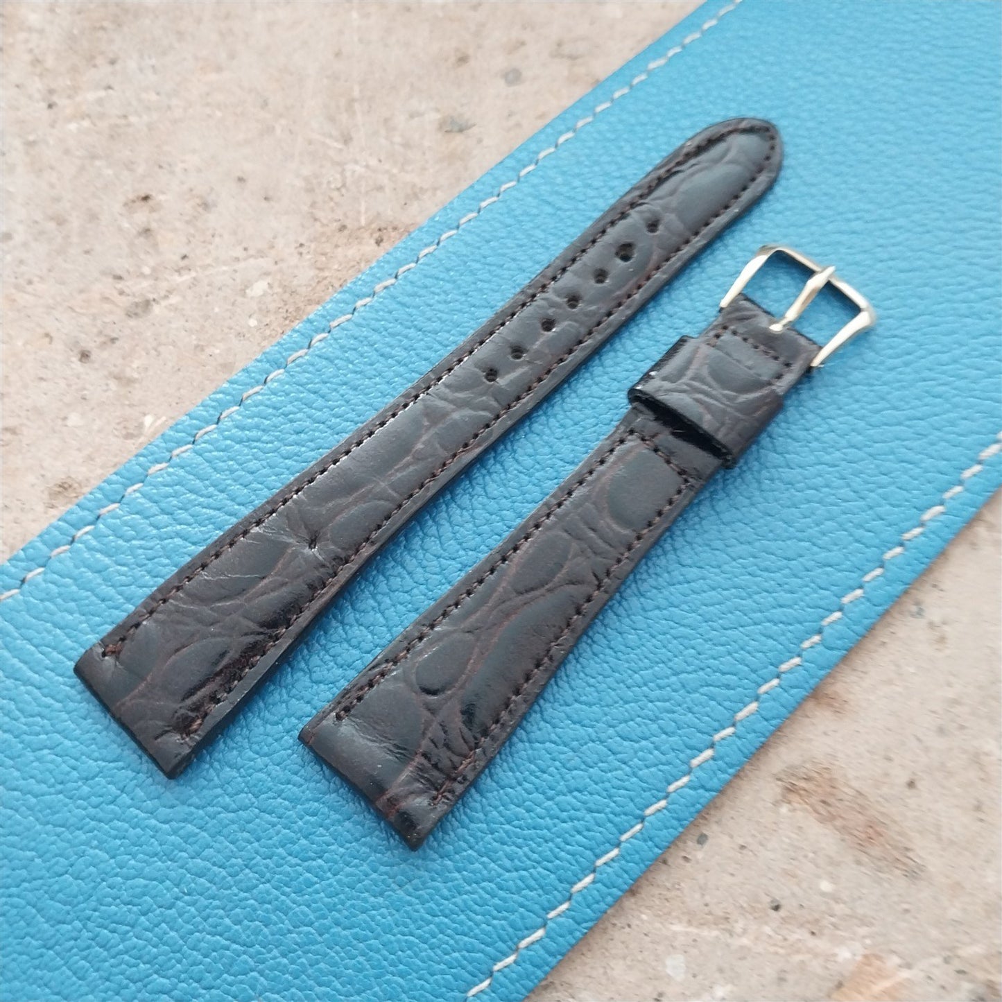 Hamilton 17.6mm Croc Grain Leather Vintage Watch Strap & Gold Logo Buckle