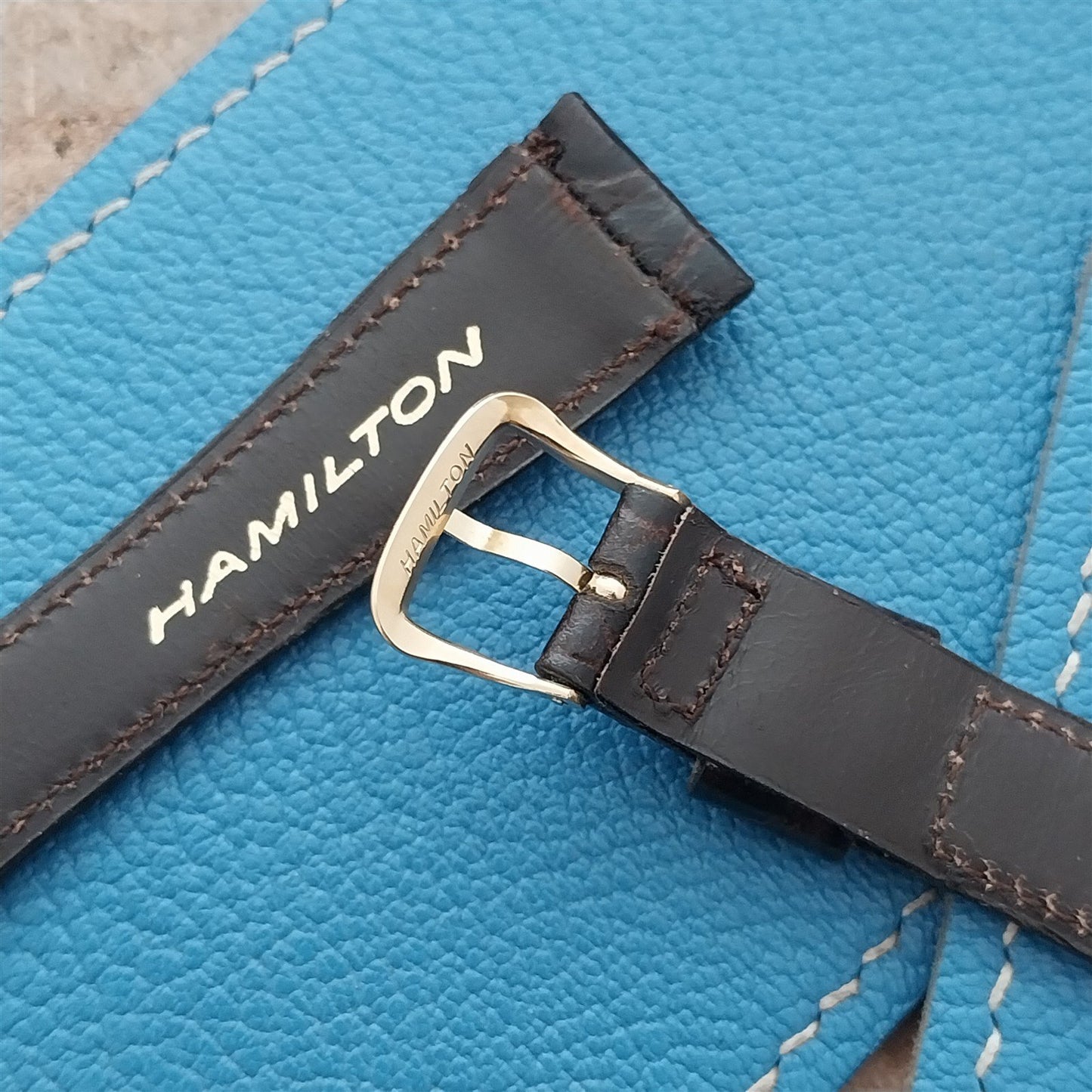 Hamilton 17.6mm Croc Grain Leather Vintage Watch Strap & Gold Logo Buckle