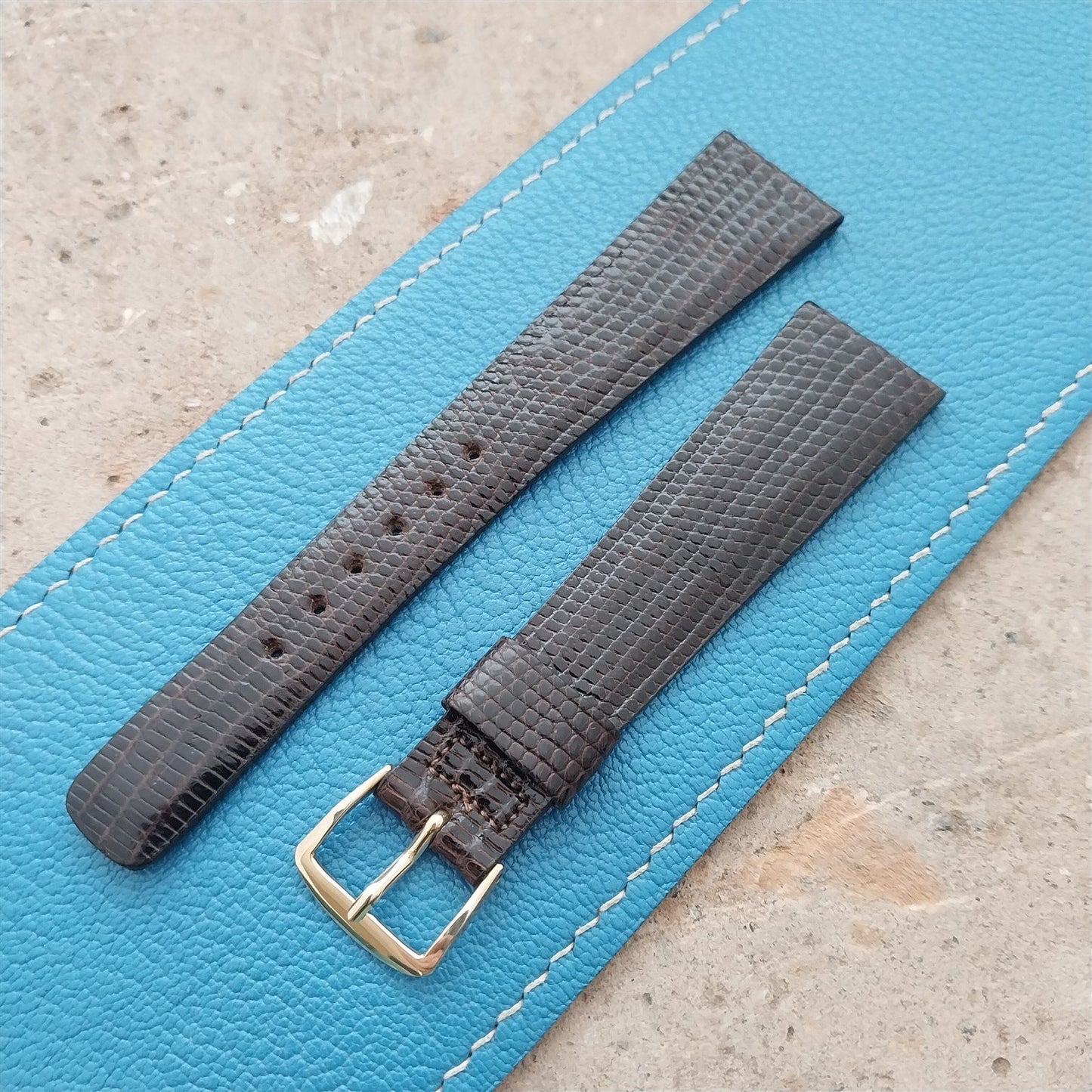 20mm Hamilton Lizard NOS Vintage Watch Strap & Gold Logo Buckle
