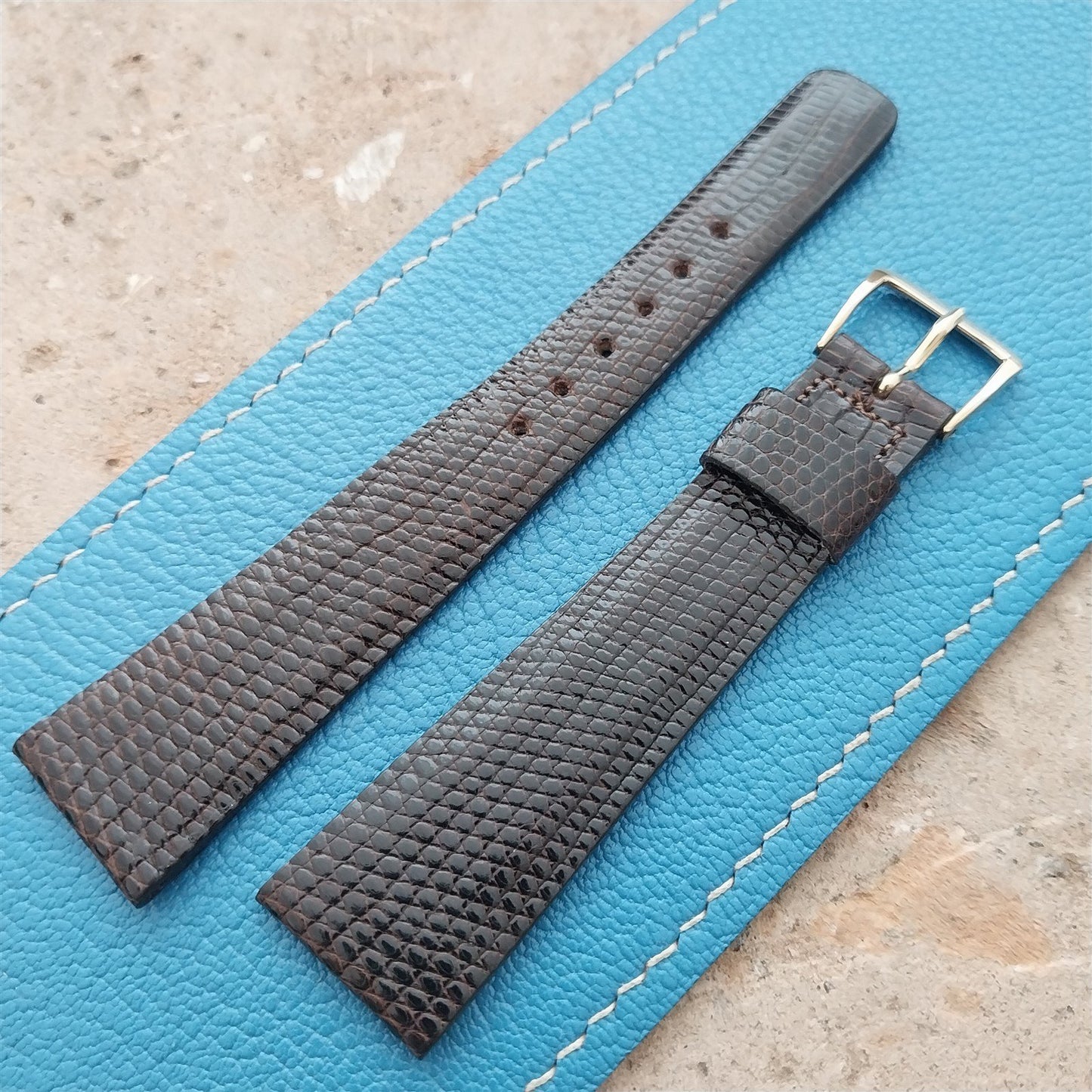 20mm Hamilton Lizard NOS Vintage Watch Strap & Gold Logo Buckle