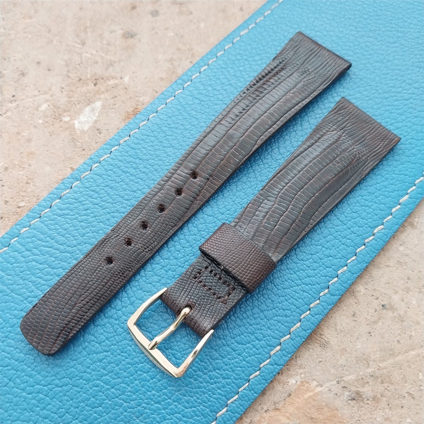 20mm Hamilton Lizard NOS Vintage Watch Strap & Gold Logo Buckle