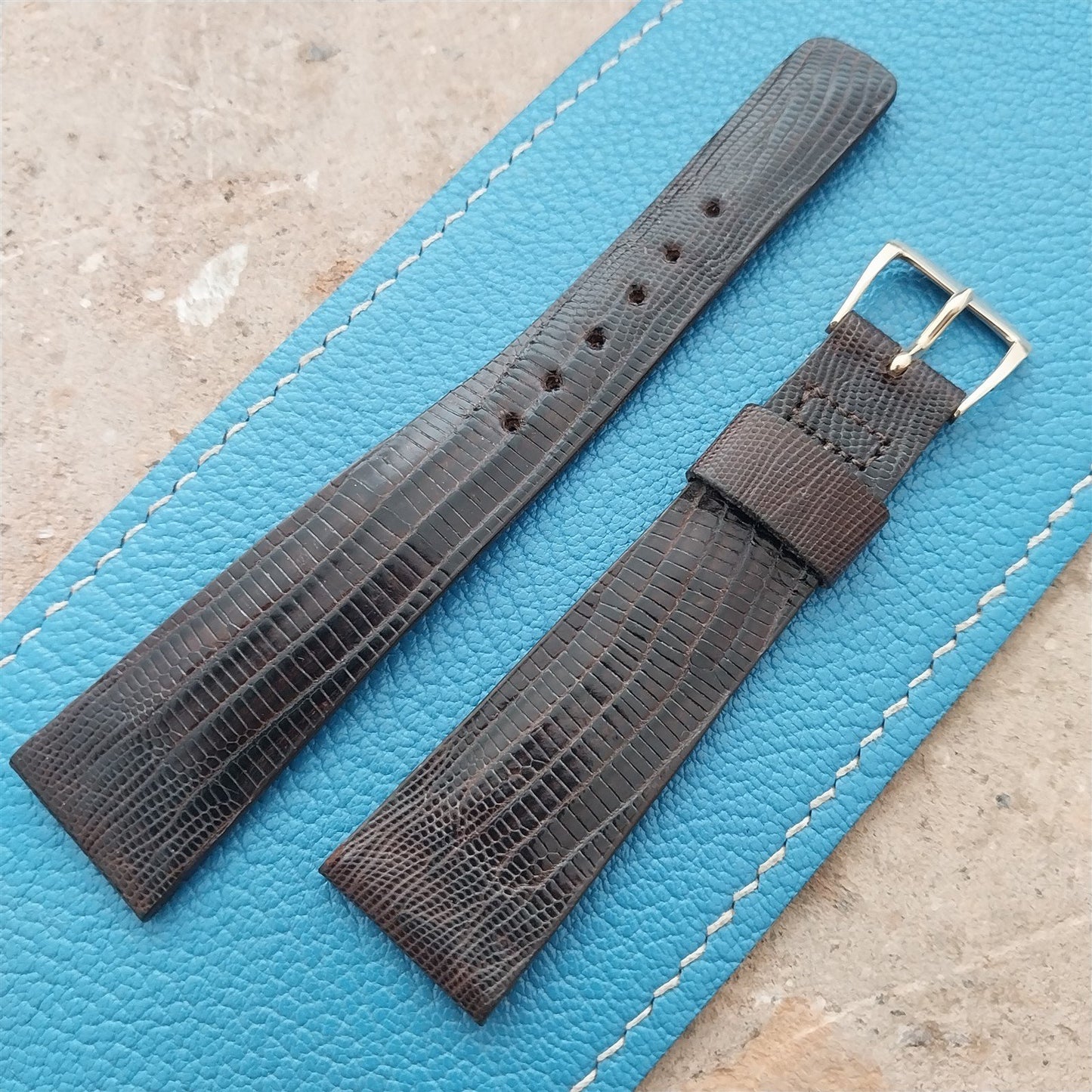 20mm Hamilton Lizard NOS Vintage Watch Strap & Gold Logo Buckle