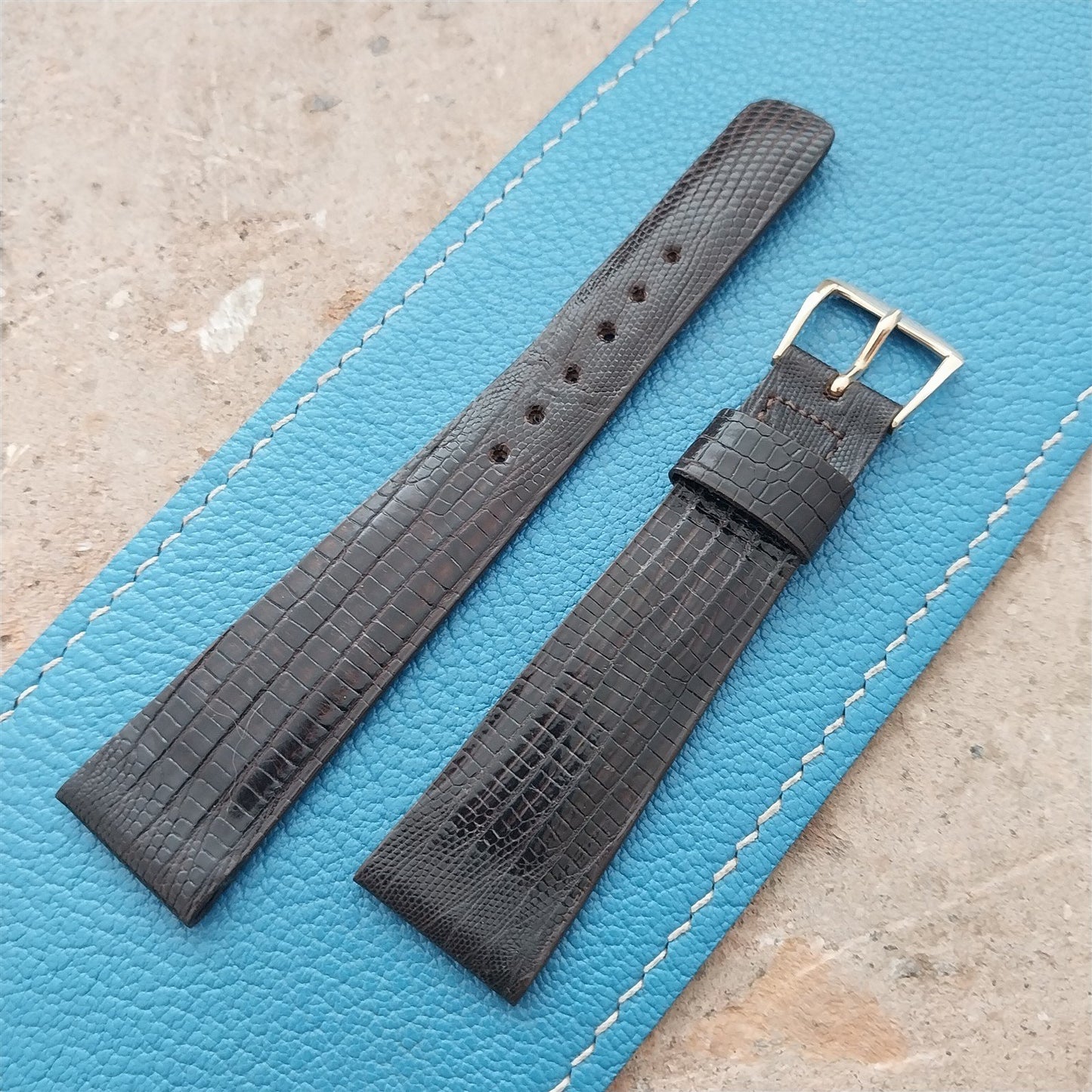 20mm Hamilton Lizard NOS Vintage Watch Strap & Gold Logo Buckle