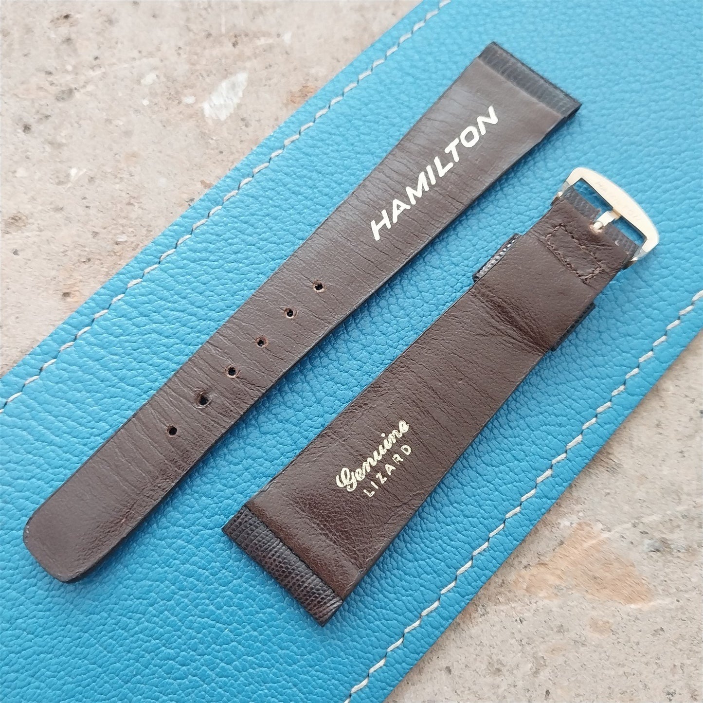 20mm Hamilton Lizard NOS Vintage Watch Strap & Gold Logo Buckle