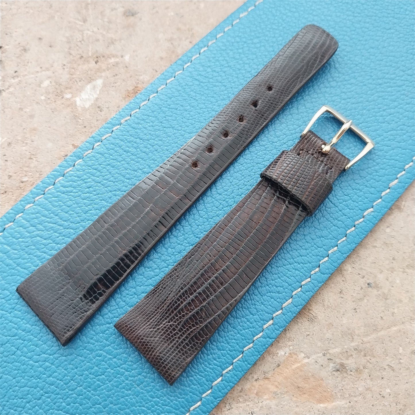 20mm Hamilton Lizard NOS Vintage Watch Strap & Gold Logo Buckle