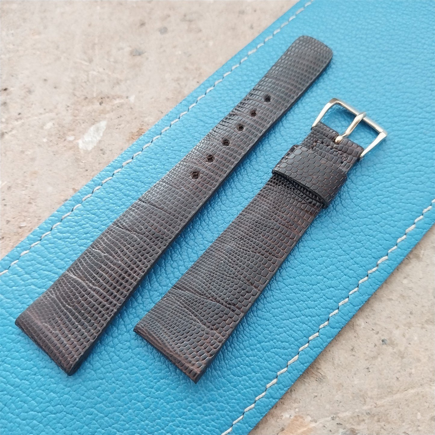 20mm Hamilton Lizard NOS Vintage Watch Strap & Gold Logo Buckle