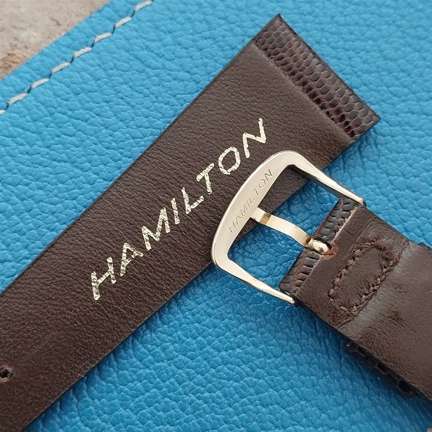 20mm Hamilton Lizard NOS Vintage Watch Strap & Gold Logo Buckle