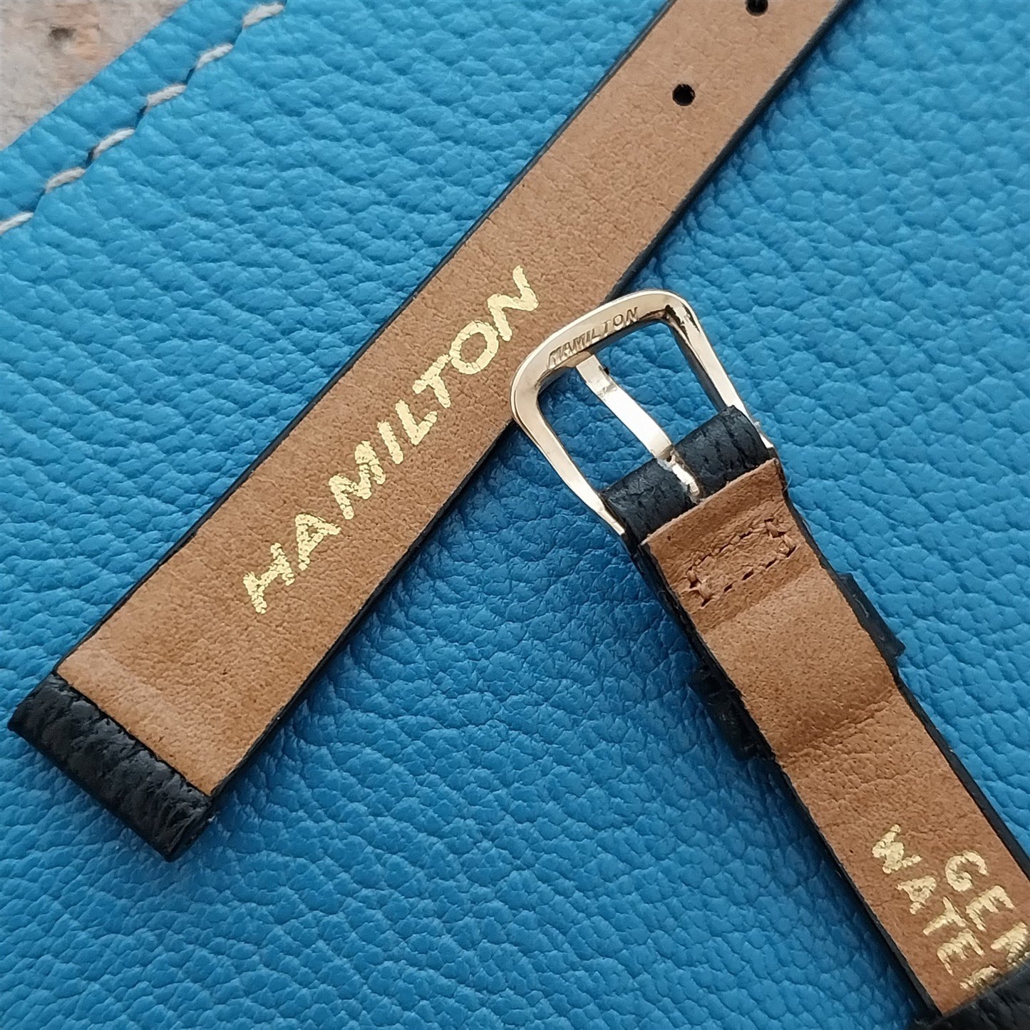 11mm Hamilton Ladies NOS Vintage Bison Watch Strap & Gold Logo Buckle